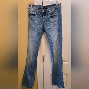 Express Womens Rerock Y2k Blue Boot Cut Y2k Jeans with Subtle Fading 👖❤️